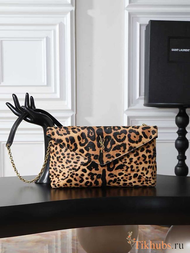 Saint Laurent Cassandre Leopard-Print Calf Hair Shoulder Bag 29.5×18×4.5cm - 1