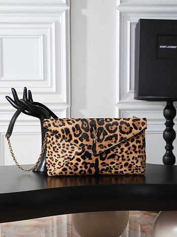 Saint Laurent Cassandre Leopard-Print Calf Hair Shoulder Bag 29.5×18×4.5cm