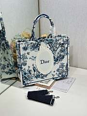 Dior Book Tote in Blue Toile de Jouy Floral Garden Embroidery 42×35×18.5cm - 6
