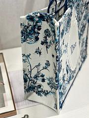 Dior Book Tote in Blue Toile de Jouy Floral Garden Embroidery 42×35×18.5cm - 4