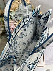 Dior Book Tote in Blue Toile de Jouy Floral Garden Embroidery 42×35×18.5cm - 3