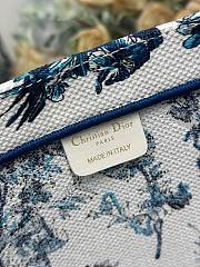 Dior Book Tote in Blue Toile de Jouy Floral Garden Embroidery 42×35×18.5cm - 2