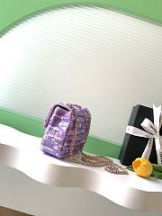 Chanel Purple Sequin Mini Rectangular Flap Bag 14x21x8cm - 4