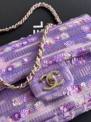 Chanel Purple Sequin Mini Rectangular Flap Bag 14x21x8cm - 2