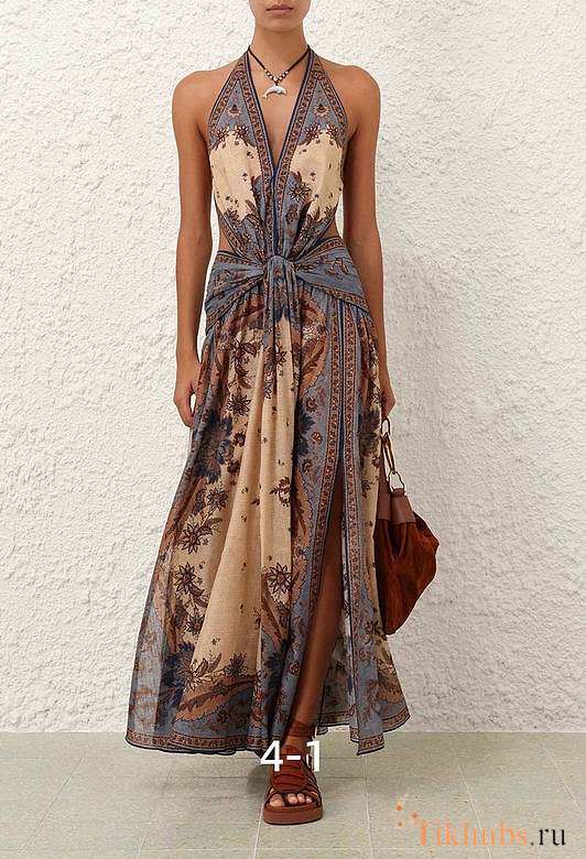 Zimmermann Ascension Plunge Halter Maxi Dress - 1