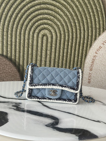 Chanel Mini Rectangular Denim Braided Single Flap Bag 20cm