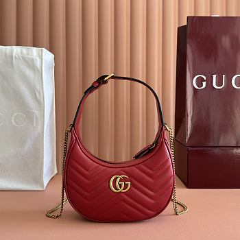 Gucci GG Marmont Half-Moon-Shaped Red Mini Bag 21×5×11cm