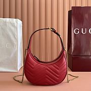 Gucci GG Marmont Half-Moon-Shaped Red Mini Bag 21×5×11cm - 2