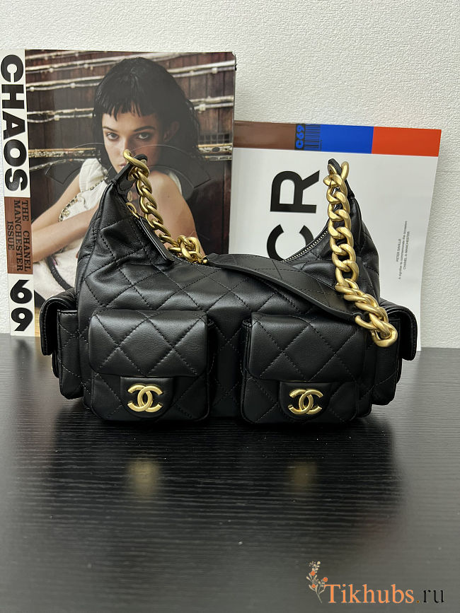 Chanel Shiny Lambskin Quilted Trendy Pockets Hobo 31cm x 15cm x 22cm  - 1