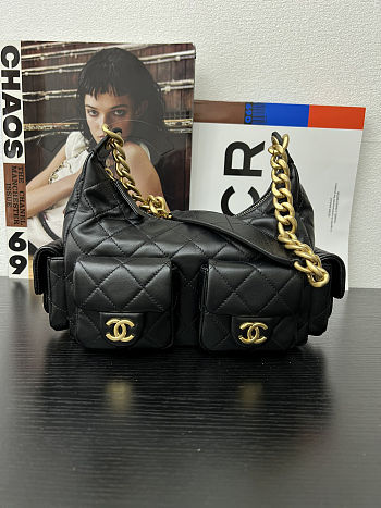 Chanel Shiny Lambskin Quilted Trendy Pockets Hobo 31cm x 15cm x 22cm 