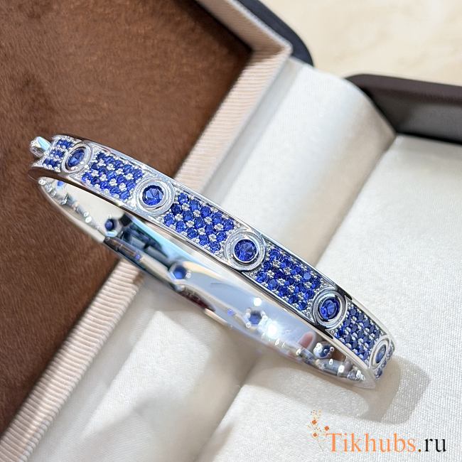 Cartier Love bracelet, classic model, paved with blue sapphires and diamonds - 1