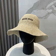 Miu Miu Logo Raffia Straw Fisherman Hat - 1