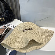 Miu Miu Logo Raffia Straw Fisherman Hat - 6