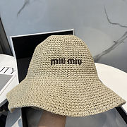 Miu Miu Logo Raffia Straw Fisherman Hat - 3