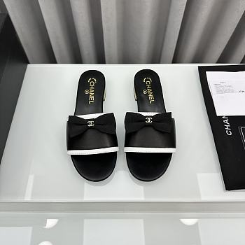  Chanel Bow Slide Black Sandals