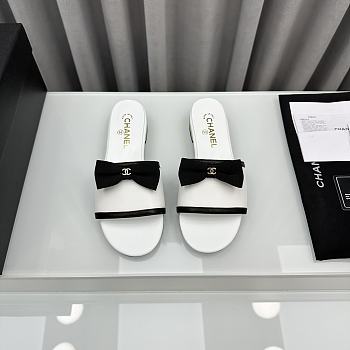 Chanel Bow Slide White Sandals