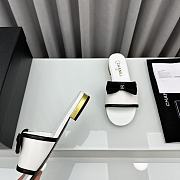 Chanel Bow Slide White Sandals - 5