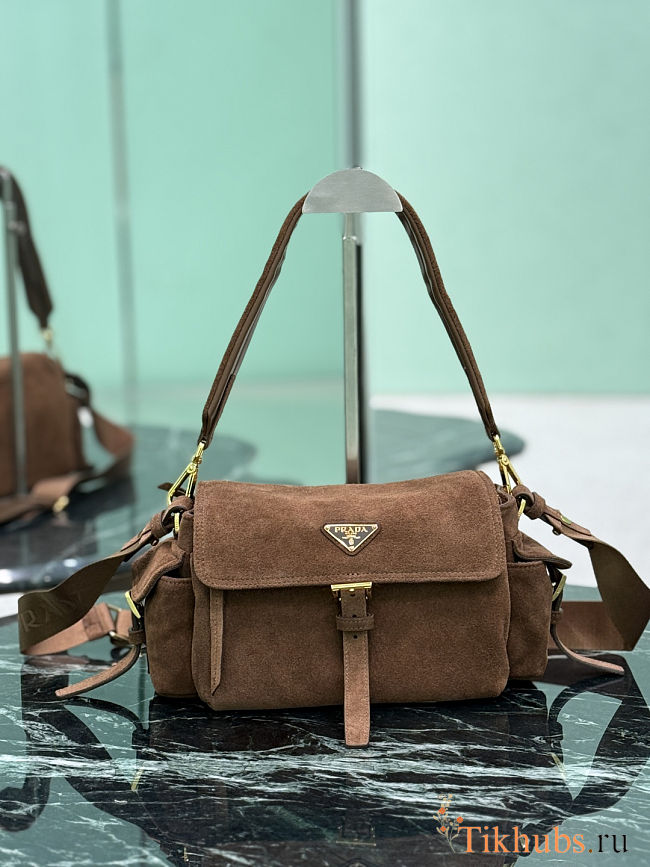 Prada Explore Medium Suede Shoulder Bag 30x14x10cm - 1