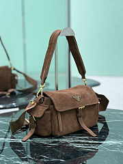 Prada Explore Medium Suede Shoulder Bag 30x14x10cm - 5