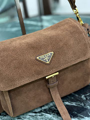 Prada Explore Medium Suede Shoulder Bag 30x14x10cm - 4