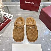 Gucci New Sol Suede Shearling Horsebit Mules - 1