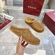 Gucci New Sol Suede Shearling Horsebit Mules - 3