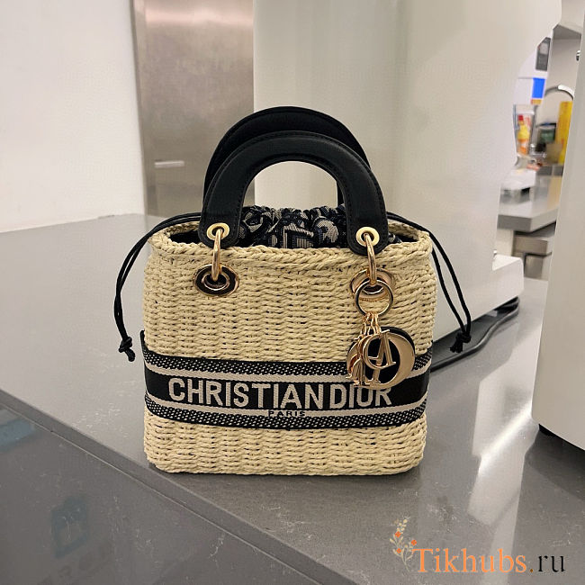 Dior Medium Lady Dior Bag Natural Wicker 20x18cm - 1