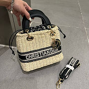 Dior Medium Lady Dior Bag Natural Wicker 20x18cm - 2