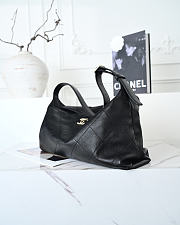 CHANEL Maxi Hobo Bag Shiny Lambskin & Gold Tone Metal Black 17x35x9cm - 6