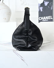 CHANEL Maxi Hobo Bag Shiny Lambskin & Gold Tone Metal Black 17x35x9cm - 5
