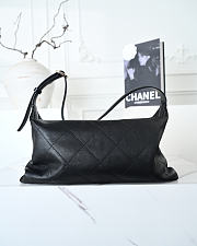 CHANEL Maxi Hobo Bag Shiny Lambskin & Gold Tone Metal Black 17x35x9cm - 4