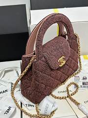 Chanel Printed Denim Quilted Nano Pink Kelly Shopper 19x13x7cm - 6
