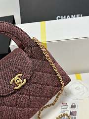 Chanel Printed Denim Quilted Nano Pink Kelly Shopper 19x13x7cm - 5