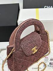Chanel Printed Denim Quilted Nano Pink Kelly Shopper 19x13x7cm - 4
