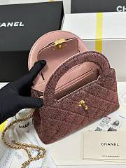 Chanel Printed Denim Quilted Nano Pink Kelly Shopper 19x13x7cm - 3