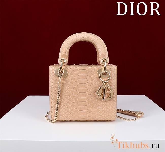Dior Mini Lady Dior Alligator Pink Bag 17x15x7cm - 1