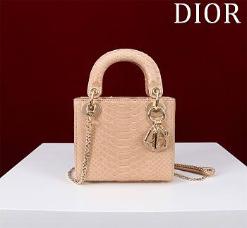 Dior Mini Lady Dior Alligator Pink Bag 17x15x7cm