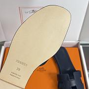 Hermes Oran Women's Flat Navy Blue Slippers - 6