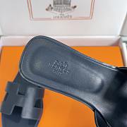 Hermes Oran Women's Flat Navy Blue Slippers - 3