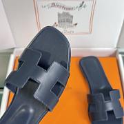 Hermes Oran Women's Flat Navy Blue Slippers - 2