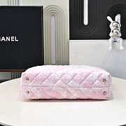 Chanel Printed Denim Quilted Coco Beach Pink Shopping Tote 28.5x37x13vm - 5