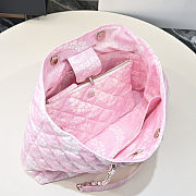 Chanel Printed Denim Quilted Coco Beach Pink Shopping Tote 28.5x37x13vm - 4