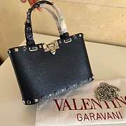 Valentino Garavani Black Rockstud Mini Shopping Bag 23x15.5x6cm - 1