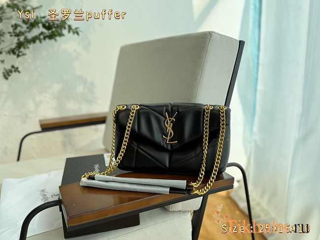 Saint Laurent Toy Puffer in lambskin in Black 25x15x10cm - 1