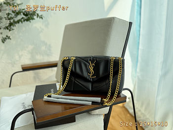 Saint Laurent Toy Puffer in lambskin in Black 25x15x10cm