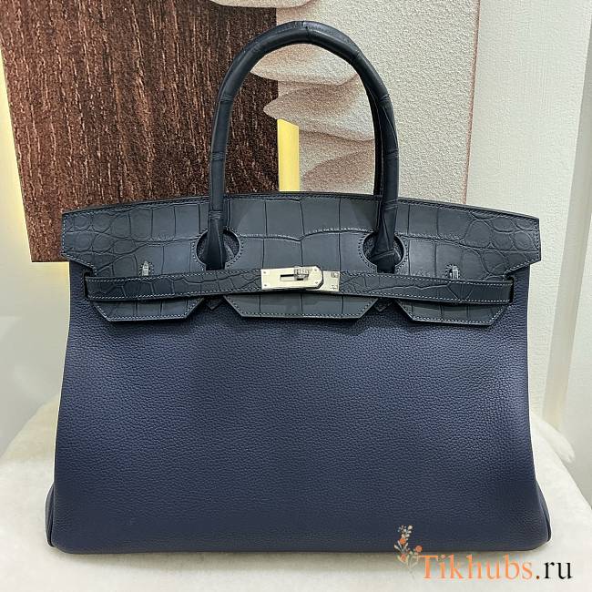 Hermes Birkin 40 Touch DarkNavy Blue Matte Togo Alligator - 1
