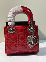 Lady Dior Red Patent Leather 17x15x8cm - 1