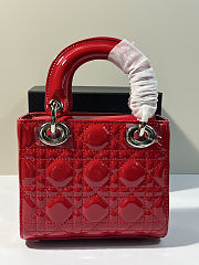 Lady Dior Red Patent Leather 17x15x8cm - 5