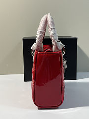 Lady Dior Red Patent Leather 17x15x8cm - 4