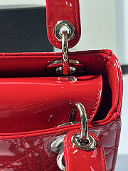 Lady Dior Red Patent Leather 17x15x8cm - 3